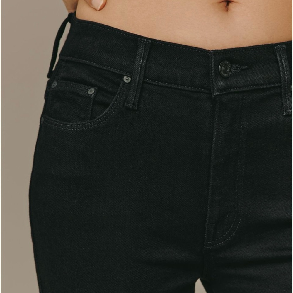 MOTHER the weekender Black Denim with Copper Accents